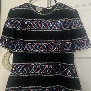 Black Sequin Embellished Top